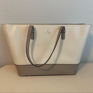 Kate Spade Large Grand Street Harmony Colorblock Tote in Cream and Dove Gray